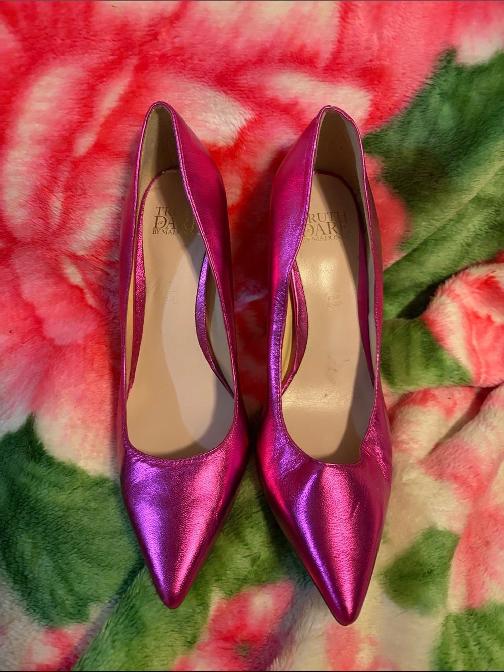 Truth or Dare Metallic Pink Pointed-Toe Pumps